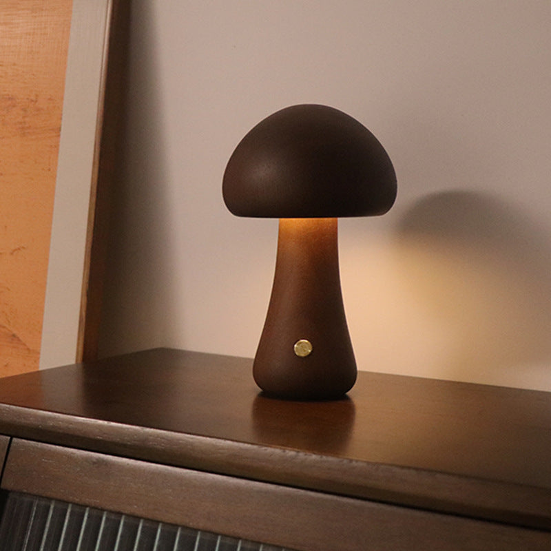 INS Wooden Cute Mushroom LED Night Light With Touch Switch  Bedside Table Lamp For Bedroom Childrens Room Sleeping Night Lamps Home Decor