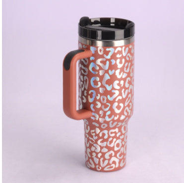 Tumbler With Handle Straw Insulated 40 Oz, Stainless Steel Spill Proof Vacuum Coffee Cup Tumbler With Lid Tapered Mug Gifts For Valentine Lover Suitable For Car Gym Office Travel